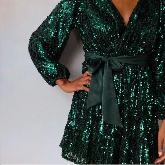 LC Lauren Conrad Sequin Wrap Mini Dress - Picture 3 of 6